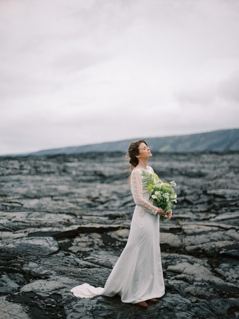 Bridal portrait in Volcano National Park